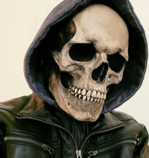 Máscara Ghost Rider con Mandíbula Móvil – ¡Transforma Halloween en tu obra maestra macabra!